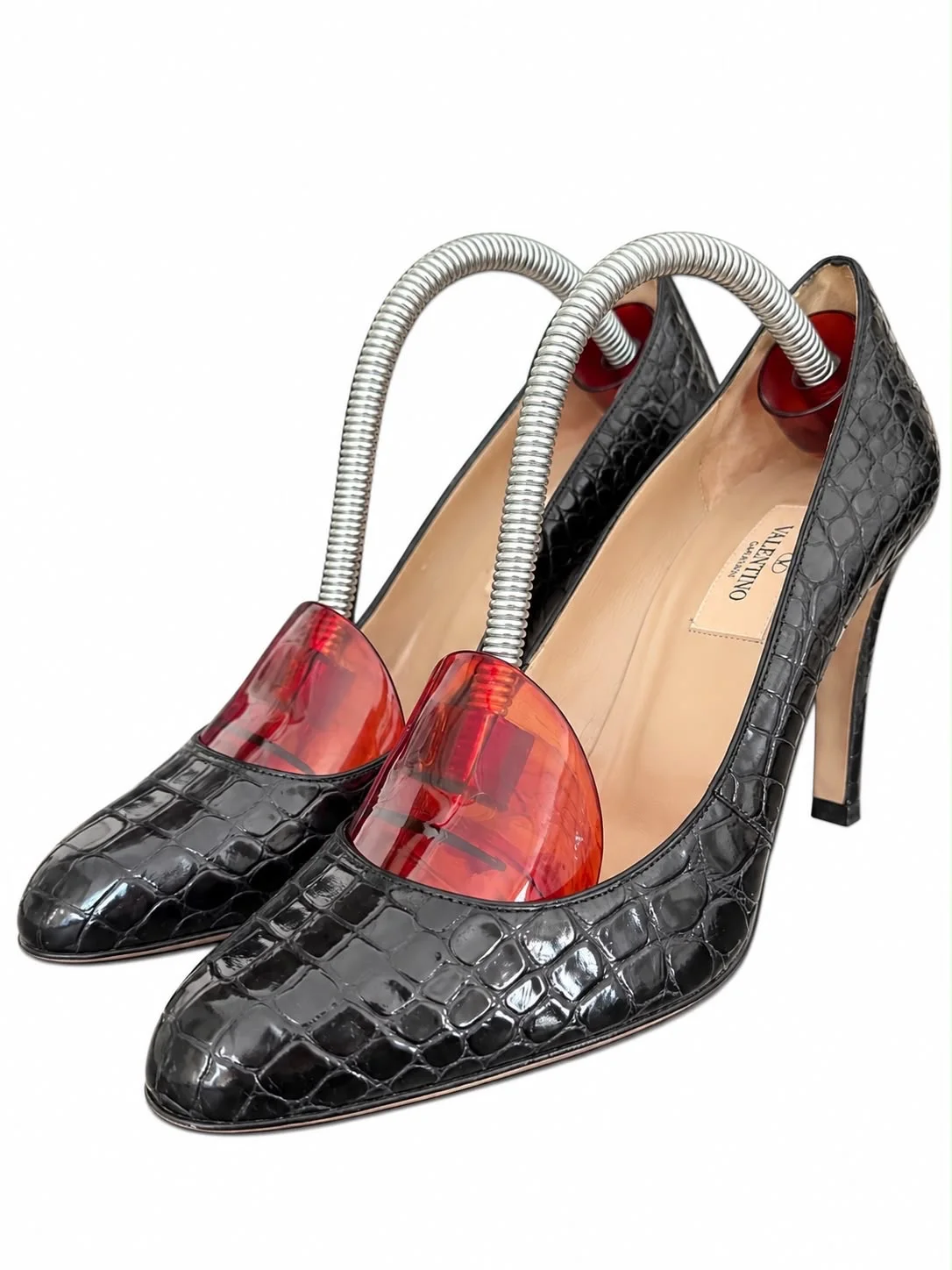 Valentino Garavani Black Genuine Crocodile Leather Pumps